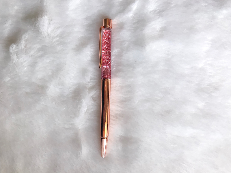 caneta com glitter - rose gold 2