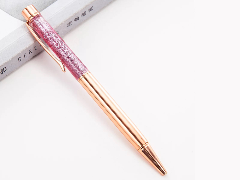caneta com glitter - rose gold 3