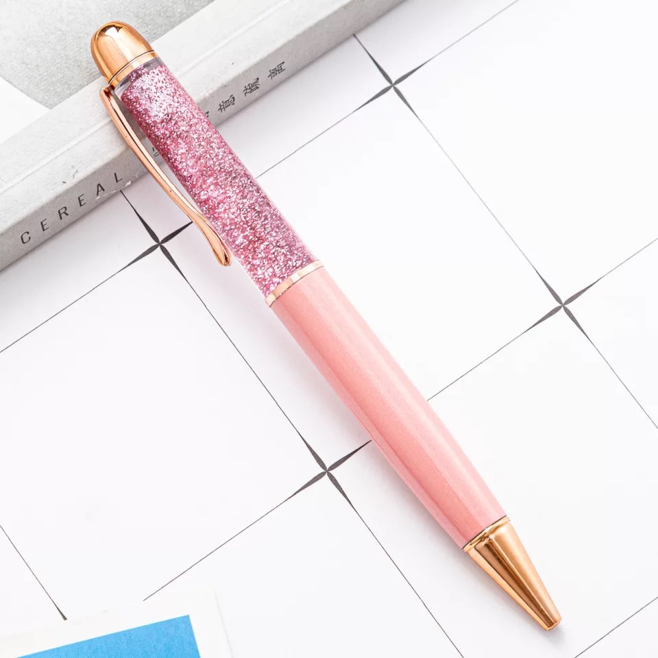 caneta gordinha - rosa com glitter 1